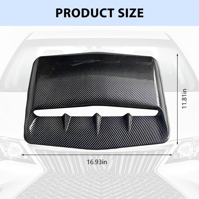 FALVFUN Car Hood Vents, Vehicle Scoop Turbo Bonnet Hood Air Flow Intake Cover, Automotive Exterior Decorative Engine Cooling Intake Vent Trim Accessories, Universal for SUV RV Truck (Carbon Fiber) - Image 2